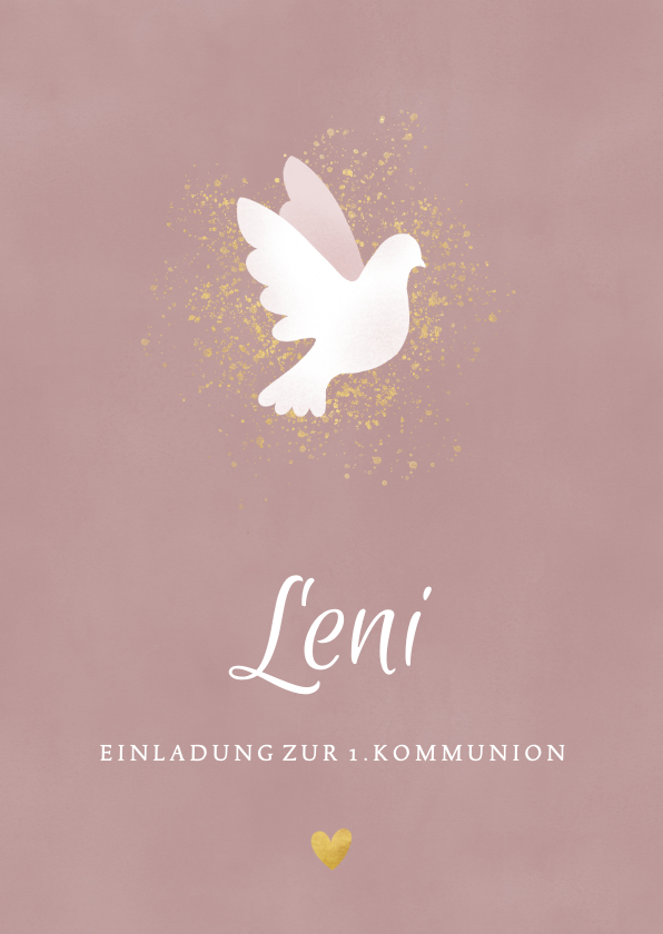 Kommunionskarten - Einladungskarte zur Kommunion mit weißer Taube