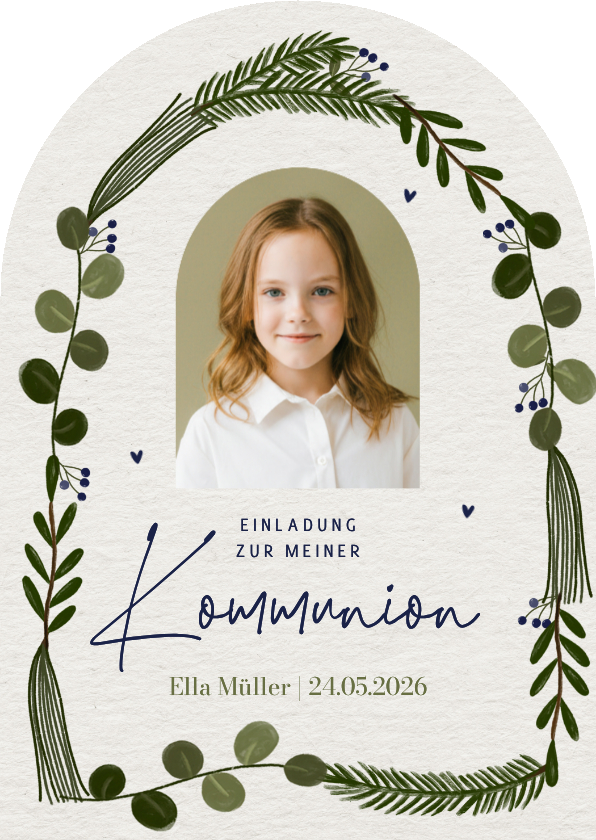 Kommunionskarten - Foto-Einladungskarte Kommunion Papierstruktur Bogen