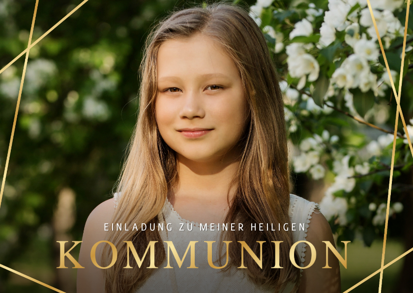 Kommunionskarten - Fotokarte Einladung Kommunion goldene Linien