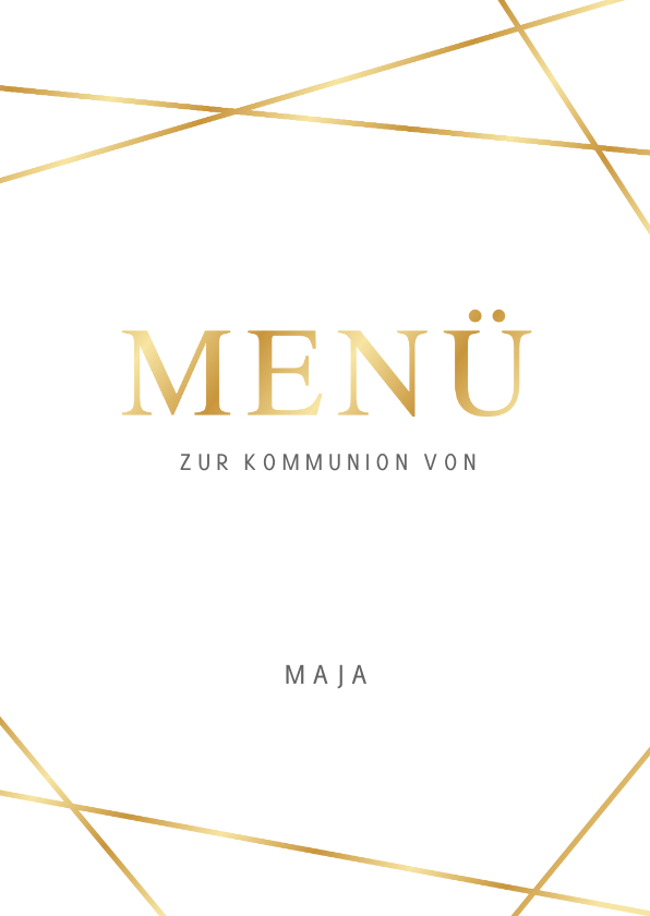 Kommunionskarten - Menükarte Kommunion goldene Linien