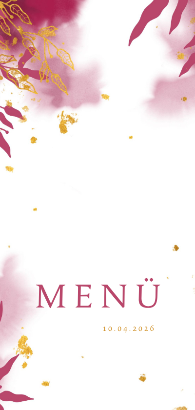 Menükarte zur Kommunion botanisch & Goldakzente - Kommunionskarten Kommunionskarten - Menükarte zur Kommunion botanisch & Goldakzente