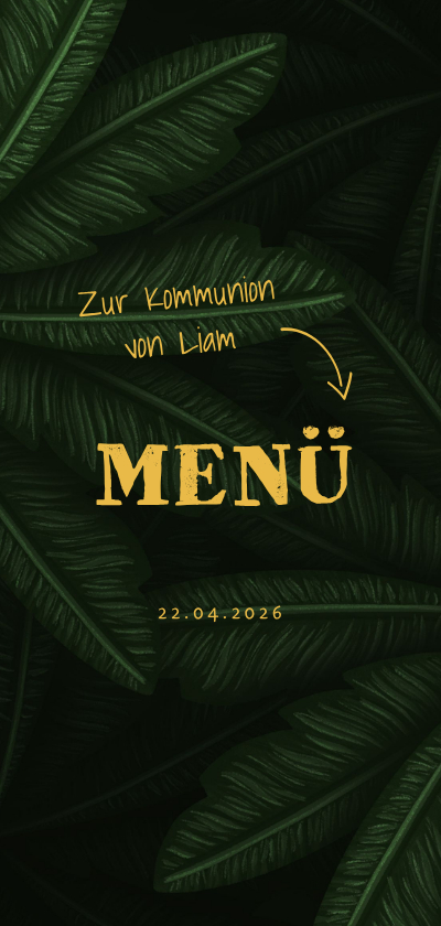 Menükarte zur Kommunion Palmen - Kommunionskarten Kommunionskarten - Menükarte zur Kommunion Palmen