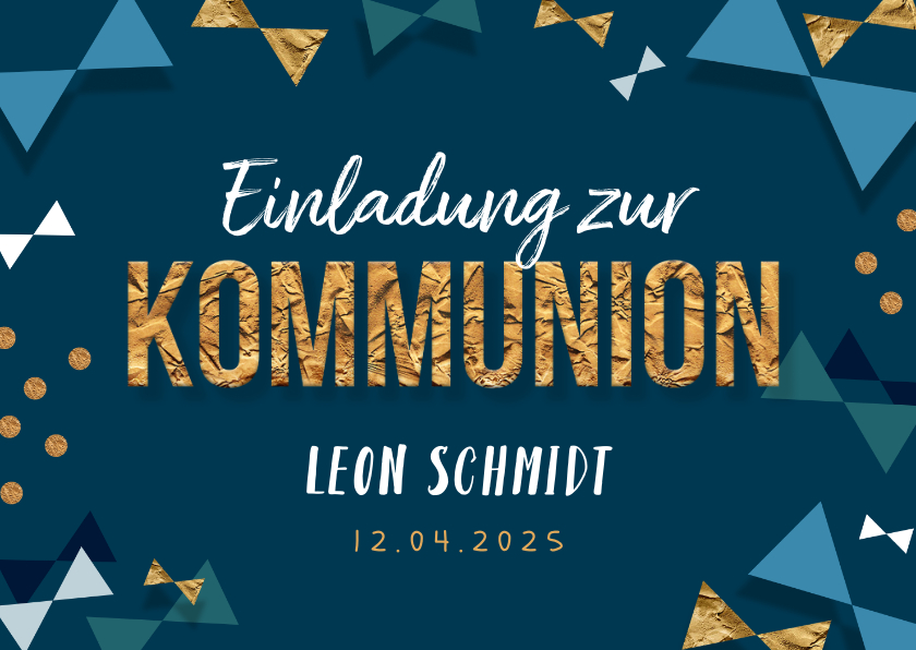 Kommunionskarten - Trendy Einladung zur Kommunion mit Fotos innen