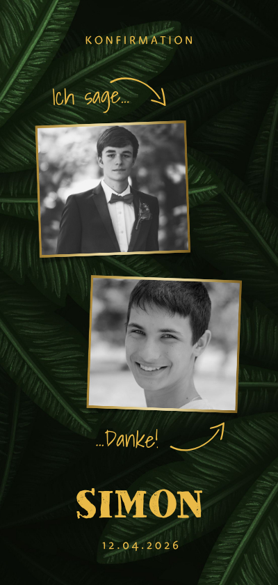 Konfirmationskarten - Danksagung Konfirmation Dschungel-Look mit Fotos