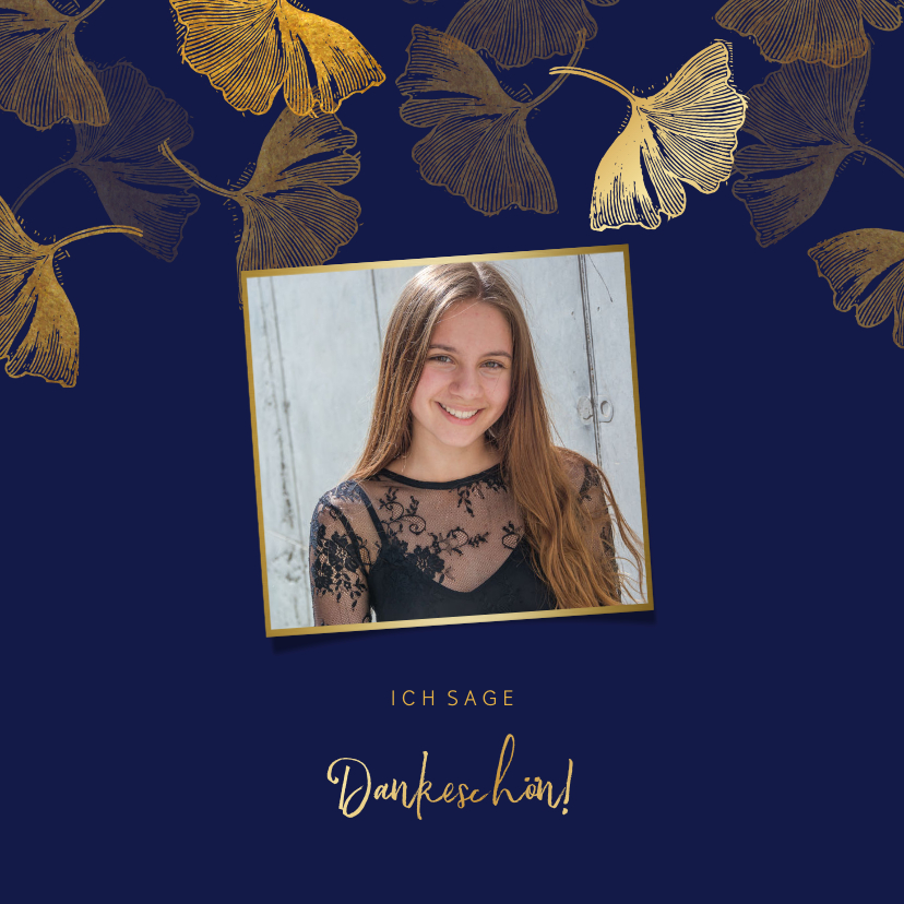 Danksagung Konfirmation Foto Ginkgoblätter Stempel - Konfirmationskarten Konfirmationskarten - Danksagung Konfirmation Foto Ginkgoblätter Stempel