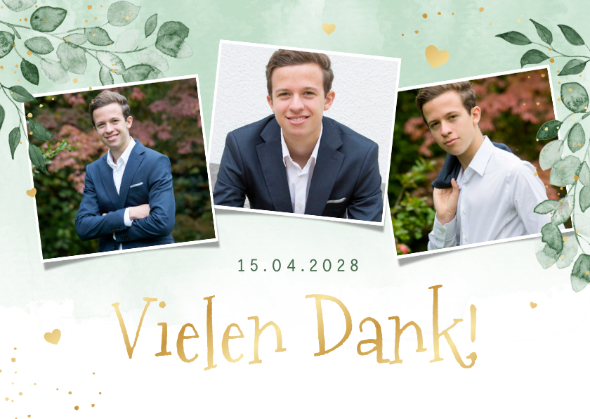 Konfirmationskarten - Danksagung Konfirmation Fotos, Aquarell & Gold