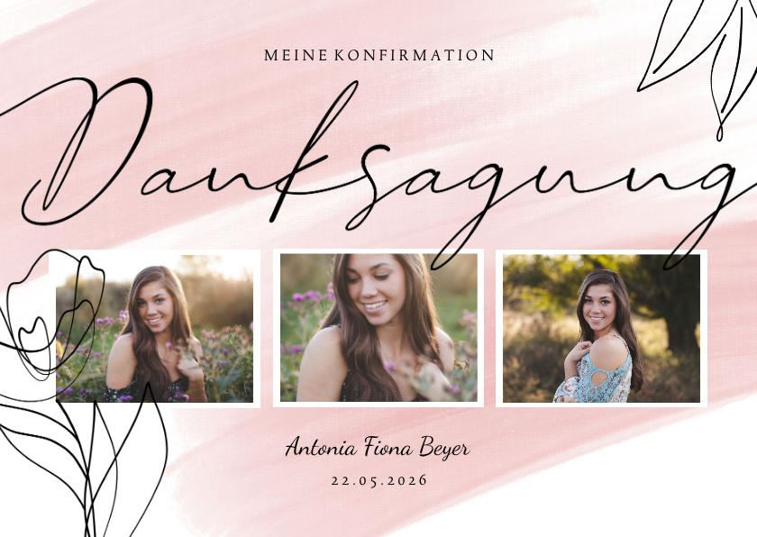 Danksagung Konfirmation Linienzeichnung & Fotos - Konfirmationskarten Konfirmationskarten - Danksagung Konfirmation Linienzeichnung & Fotos