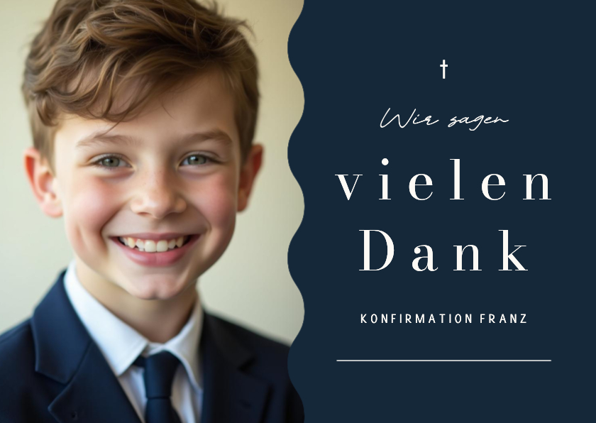 Konfirmationskarten - Danksagung Konfirmatonskarte mit Foto in dunkelblau 