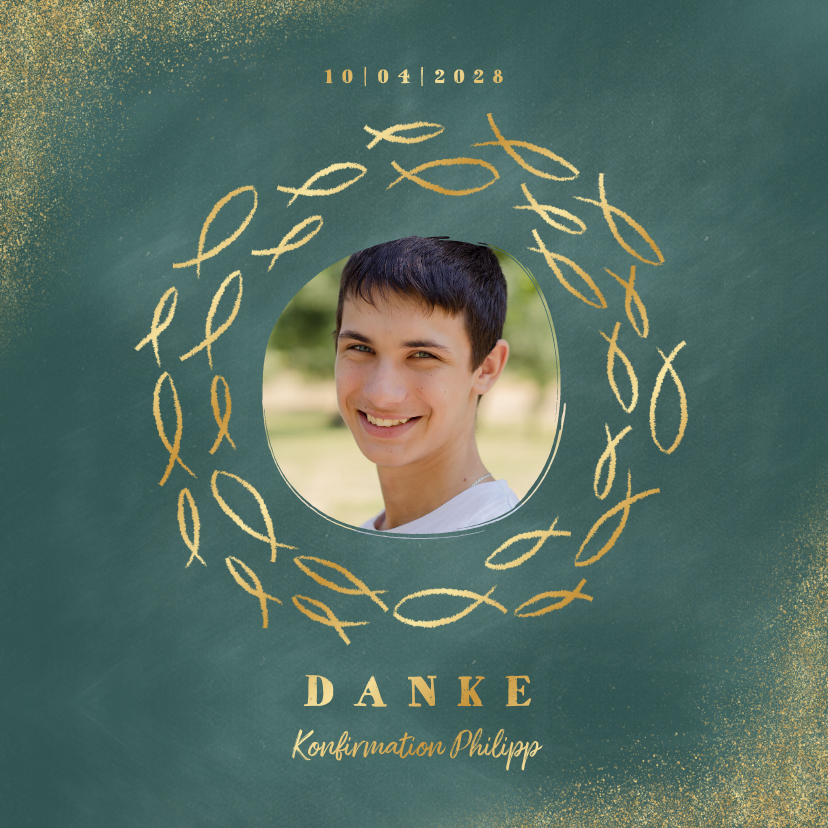 Danksagung zur Konfirmation Foto und Goldfische - Konfirmationskarten Konfirmationskarten - Danksagung zur Konfirmation Foto und Goldfische
