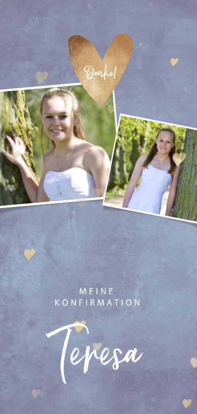 Danksagung zur Konfirmation Herzen & Fotocollage - Konfirmationskarten Konfirmationskarten - Danksagung zur Konfirmation Herzen & Fotocollage