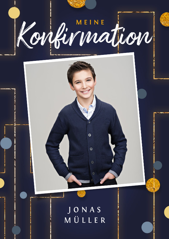 Konfirmationskarten - Einladung Konfirmation Foto dunkelblaues Kreuz