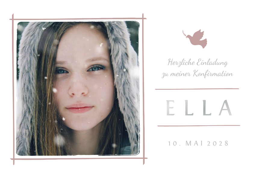 Einladung Konfirmation rosé Foto Eleganz schlicht - Konfirmationskarten Konfirmationskarten - Einladung Konfirmation rosé Foto Eleganz schlicht