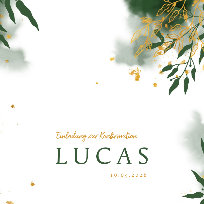 Konfirmationskarten - Einladung zur Konfirmation botanisch grün Foto innen
