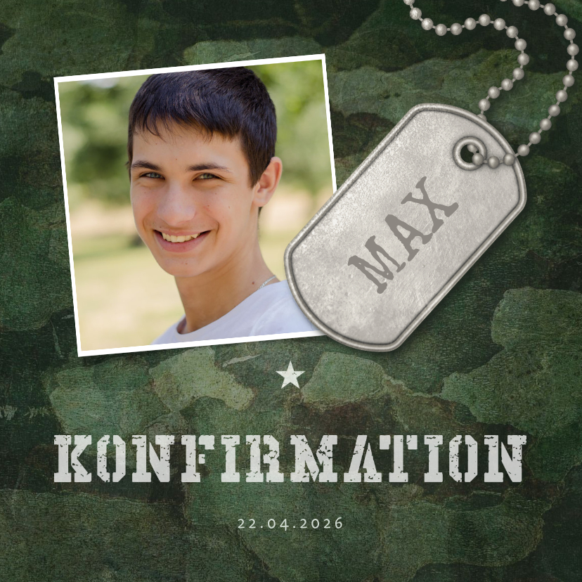 Konfirmationskarten - Einladung zur Konfirmation Foto Military grün