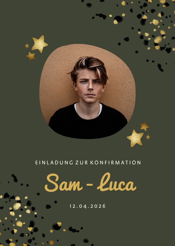 Konfirmationskarten - Einladung zur Konfirmation mit Foto und Sternen