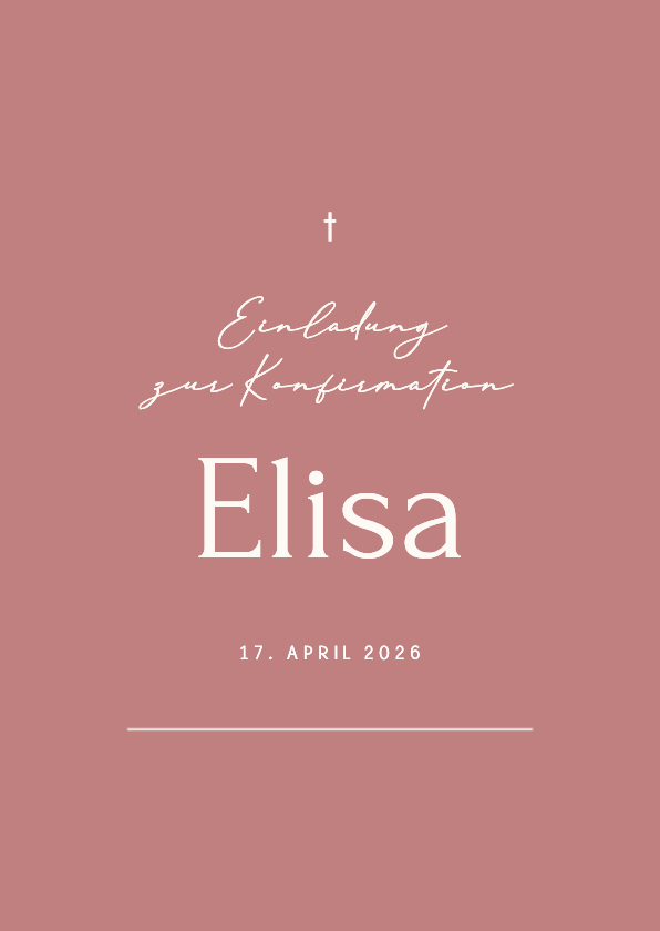 Konfirmationskarten - Einladungskarte Konfirmation altrosa