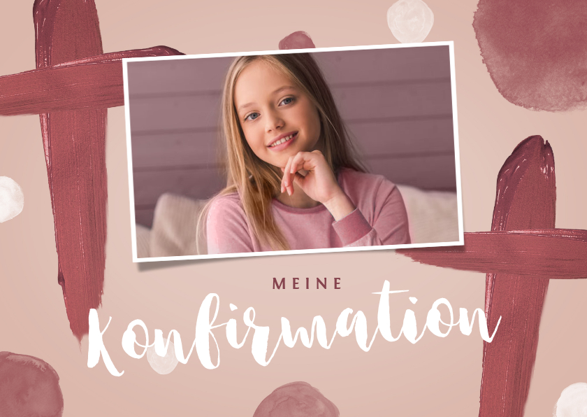 Konfirmationskarten - Einladungskarte Konfirmation Foto gemaltes Kreuz