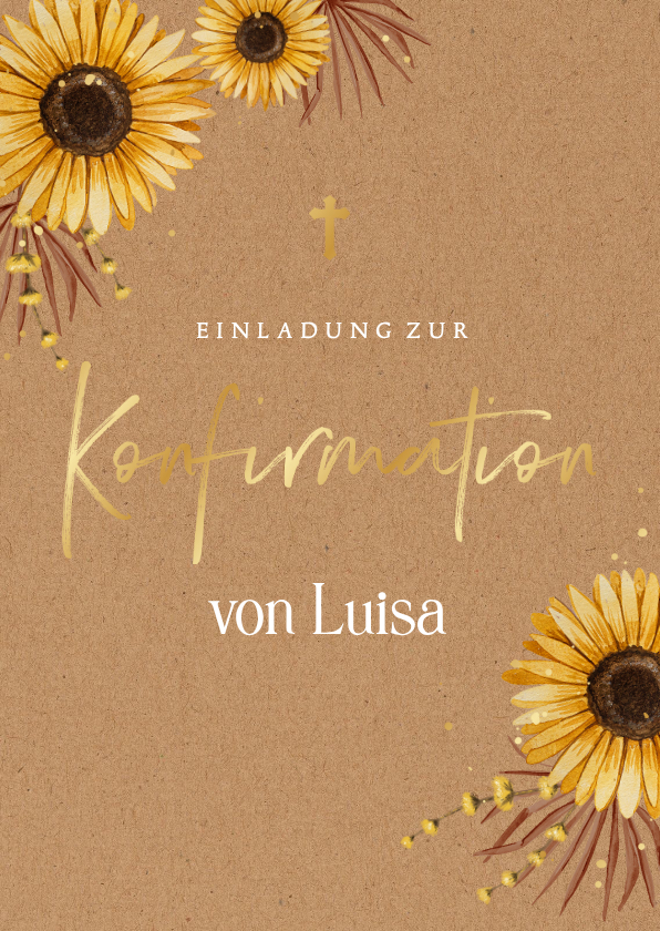 Konfirmationskarten - Einladungskarte Konfirmation Sonnenblumen