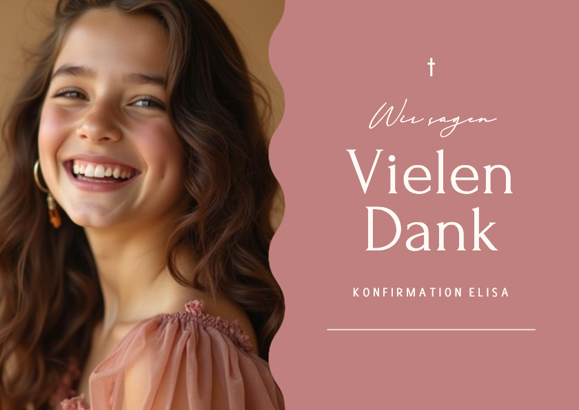 Konfirmationskarten - Foto-Dankeskarte Konfirmation altrosa