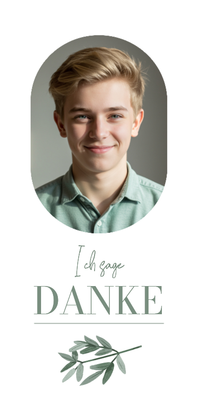 Konfirmationskarten - Foto-Dankeskarte Konfirmation stilisierte dunkelgrüne Zweige