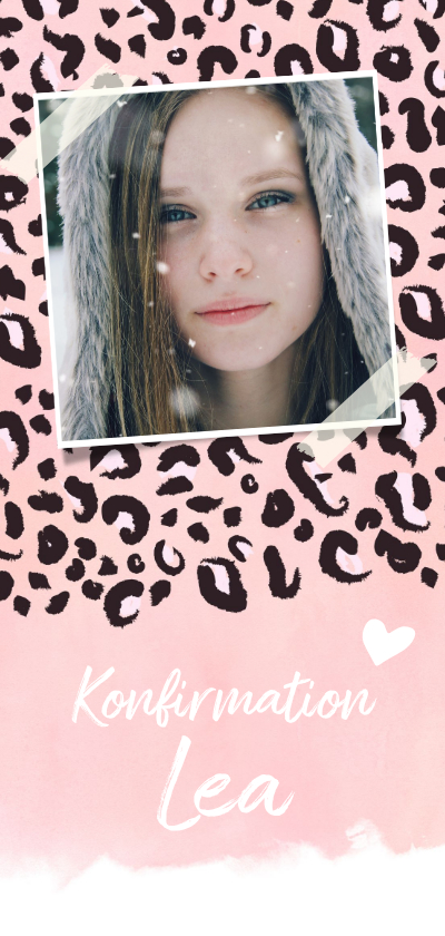 Konfirmationseinladung Foto Tierprint rosé - Konfirmationskarten Konfirmationskarten - Konfirmationseinladung Foto Tierprint rosé