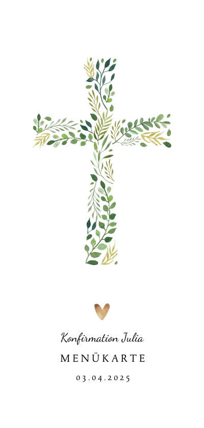 Konfirmationskarten - Menükarte zur Konfirmation botanisches Kreuz