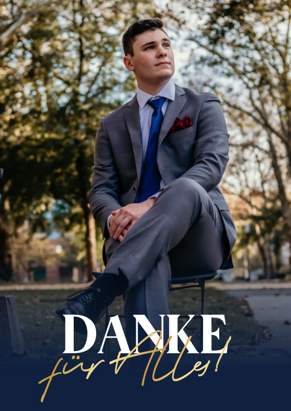 Minimalistische Danksagung zur Konfirmation blau & Goldlook - Konfirmationskarten Konfirmationskarten - Minimalistische Danksagung zur Konfirmation blau & Goldlook