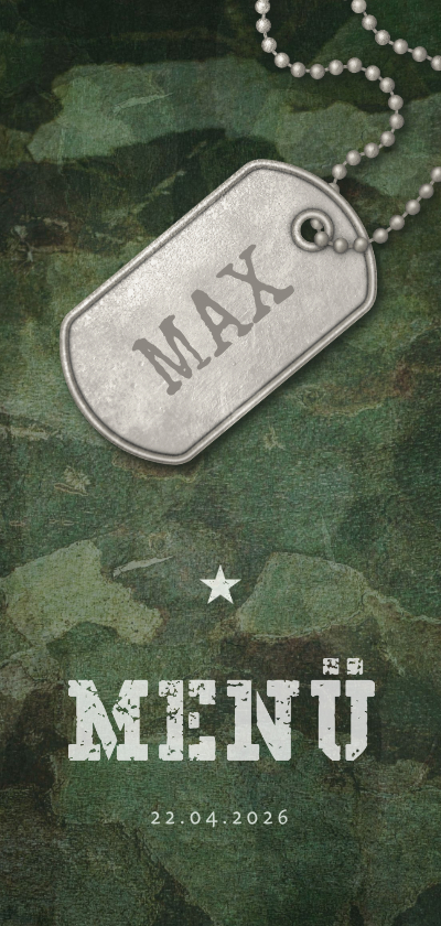 Speisekarte Konfirmation grün Militarylook - Konfirmationskarten Konfirmationskarten - Speisekarte Konfirmation grün Militarylook