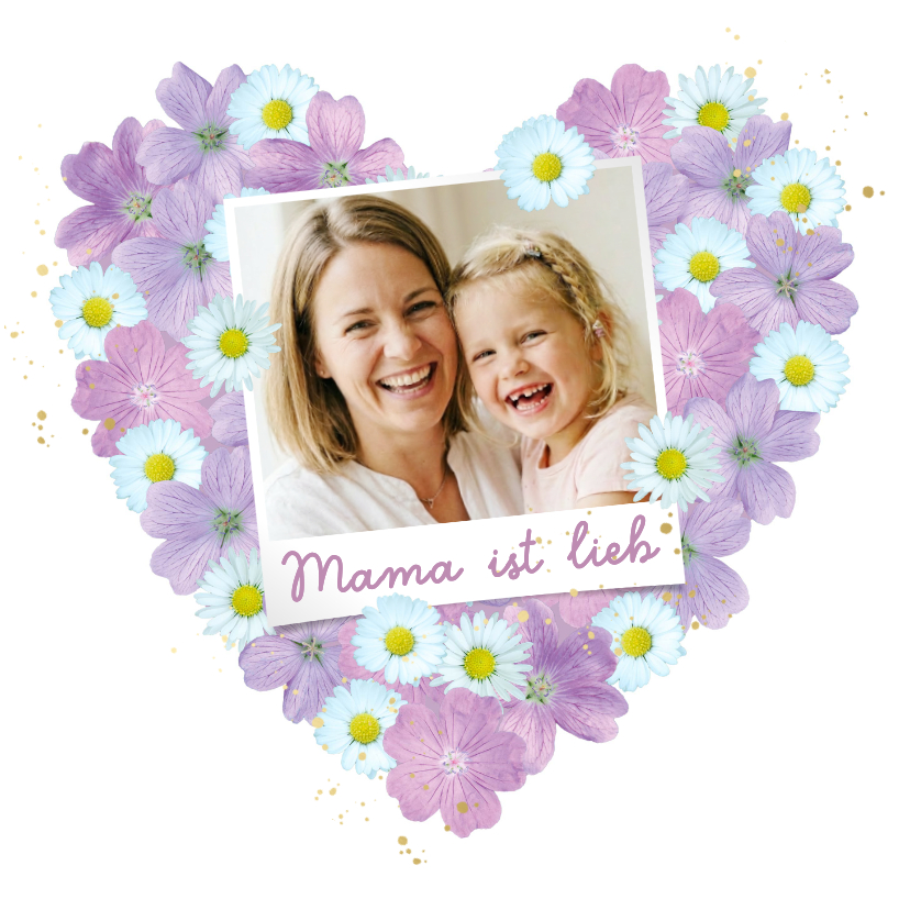 Muttertagskarten - Blumenherz Muttertag 'Mama ist lieb'