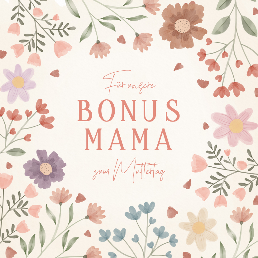 Muttertagskarten - Blumenkarte Muttertag Bonusmama