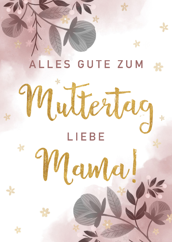 Muttertagskarten - Botanische Muttertagskarte mit Wasserfarbe