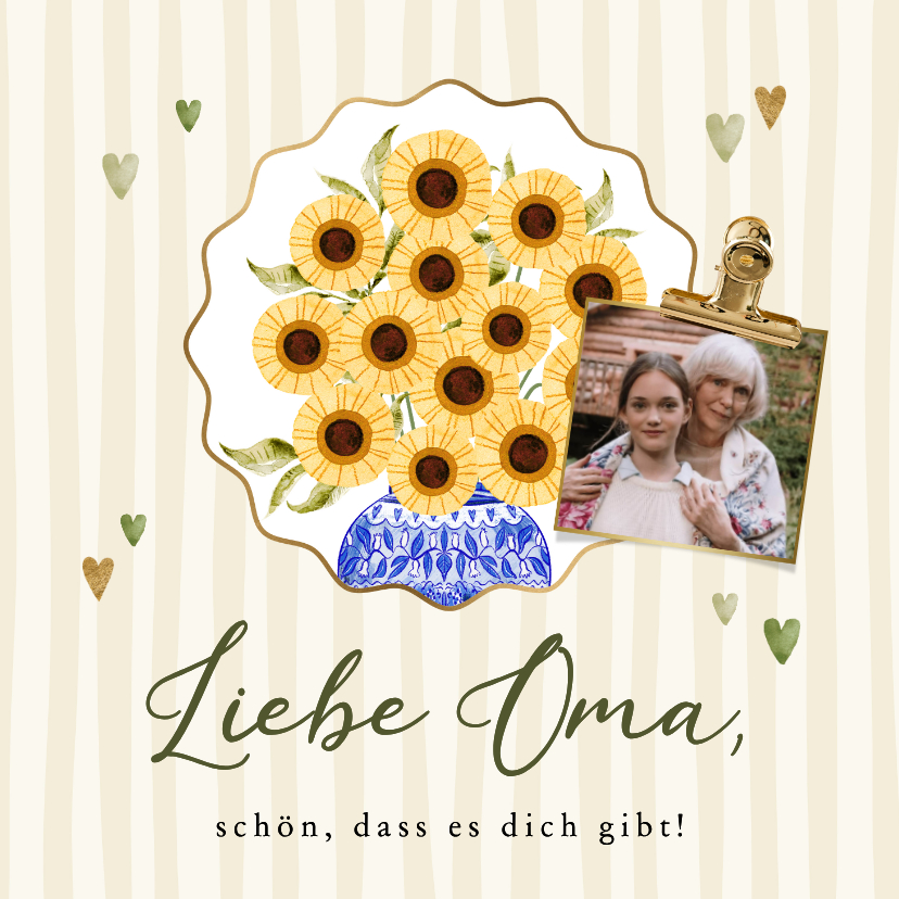 Muttertagskarten - Foto-Grußkarte Oma Muttertag Blumenstrauß Streifen