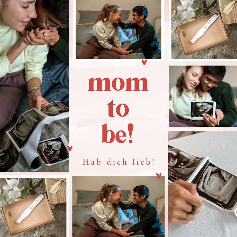Muttertagskarten - Fotocollage-Karte zum Muttertag 'mom-to-be' 