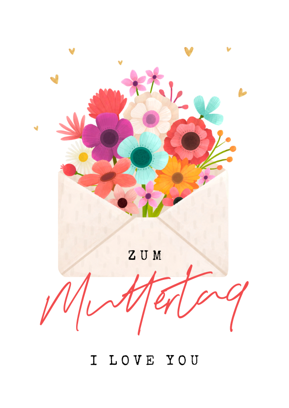 Muttertagskarten - Grußkarte Muttertag Umschlag mit Blumen