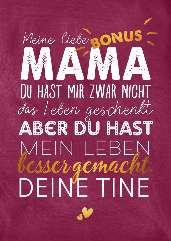 Muttertagskarten - Grußkarte zum Muttertag Bonusmama