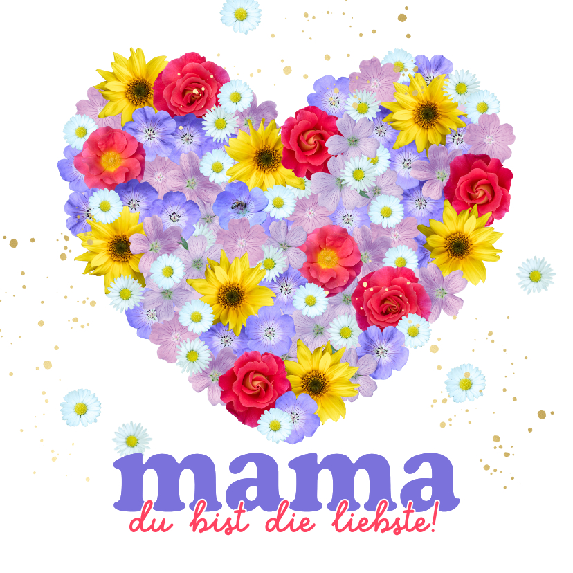 Muttertagskarten - Muttertagskarte Blumenherz bunte Blumen