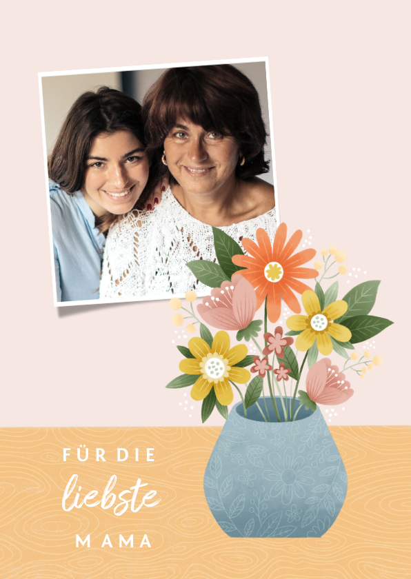 Muttertagskarten - Muttertagskarte Foto & Blumen in Vase