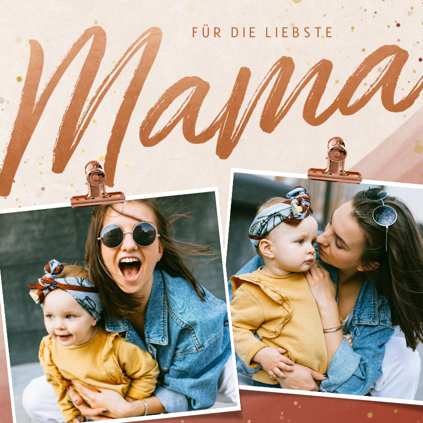 Muttertagskarten - Muttertagskarte Fotocollage 'Mama'