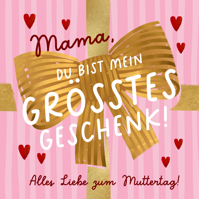 Muttertagskarten - Muttertagskarte Geschenk Schleife rosa gestreift