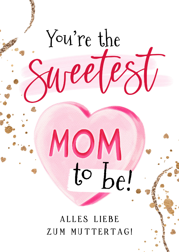 Muttertagskarten - Muttertagskarte Goldlook & Herz werdende Mütter