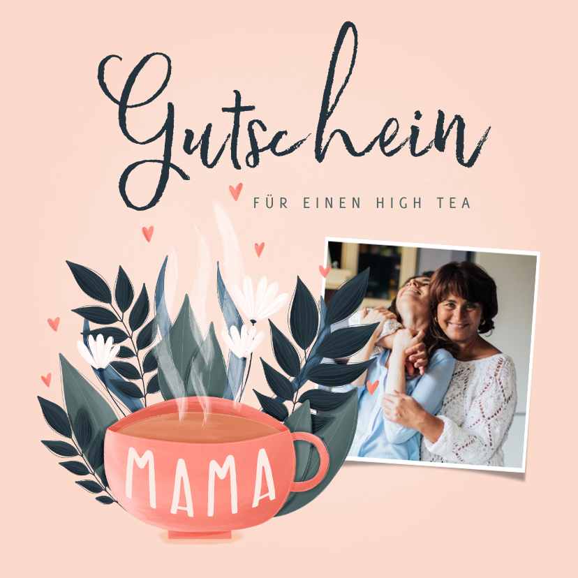 Muttertagskarten - Muttertagskarte Gutschein zum High Tea mit Foto