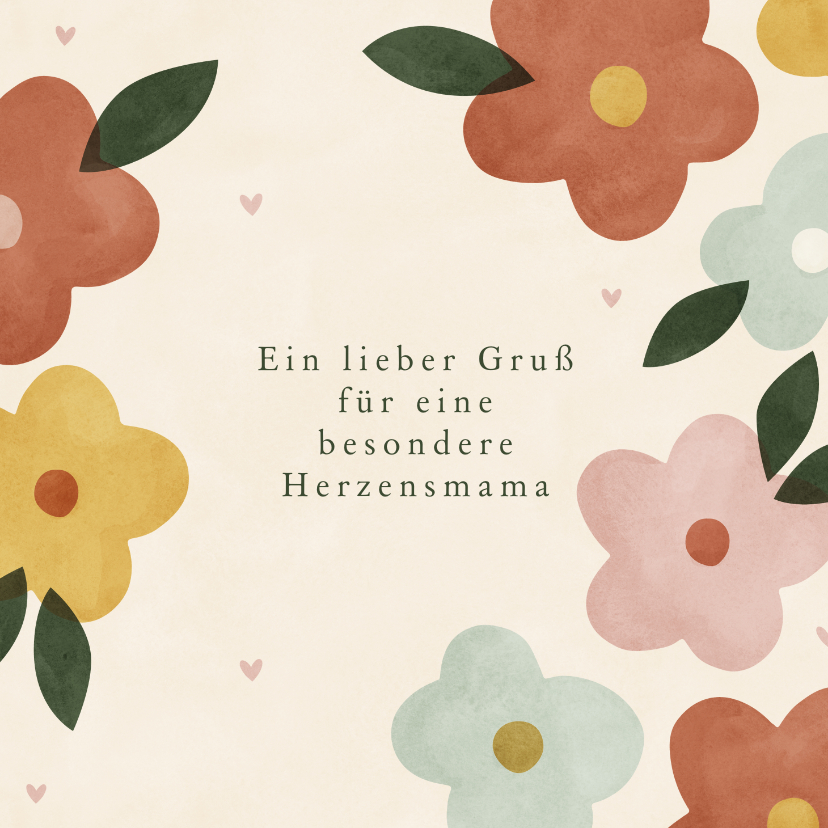 Muttertagskarten - Muttertagskarte 'Herzensmama' mit Blumen