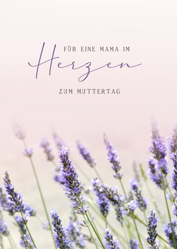 Muttertagskarten - Muttertagskarte Lavendel 'Mutter im Herzen'