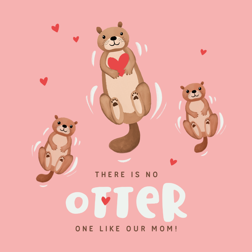 Muttertagskarten - Muttertagskarte Otter mit zwei Kindern
