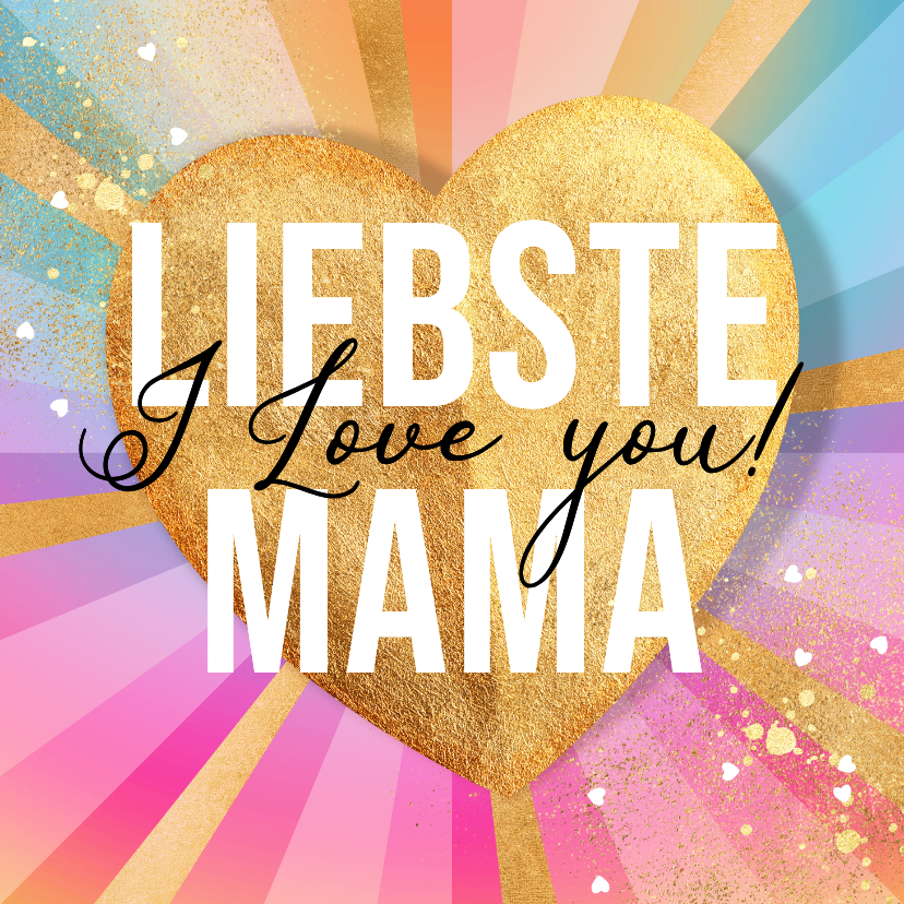 Muttertagskarten - Muttertagskarte Regenbogen goldenes Herz LGBTQ+ Mama