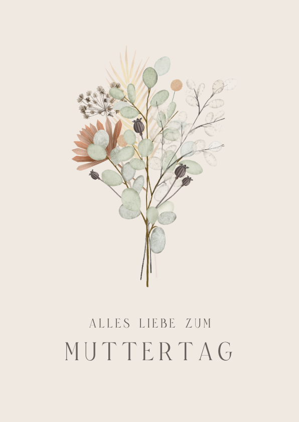 Muttertagskarten - Muttertagskarte Trockenblumen & Naturtöne 