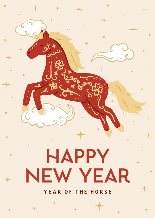 Chinesische Neujahrskarte Jahr des Feuer-Pferdes - Neujahrskarten Neujahrskarten - Chinesische Neujahrskarte Jahr des Feuer-Pferdes