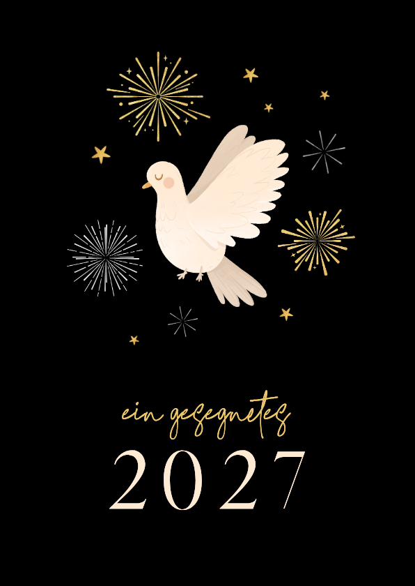 Christliche Neujahrskarte Friedenstaube Segenswünsche 2027 - Neujahrskarten Neujahrskarten - Christliche Neujahrskarte Friedenstaube Segenswünsche 2027