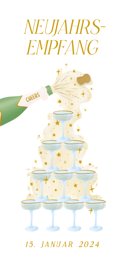 Neujahrskarten - Einladung Neujahrsempfang Champagner-Turm