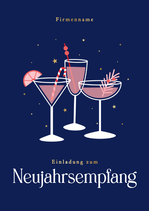 Einladung Neujahrsempfang Cocktails & Sternchen - Neujahrskarten Neujahrskarten - Einladung Neujahrsempfang Cocktails & Sternchen